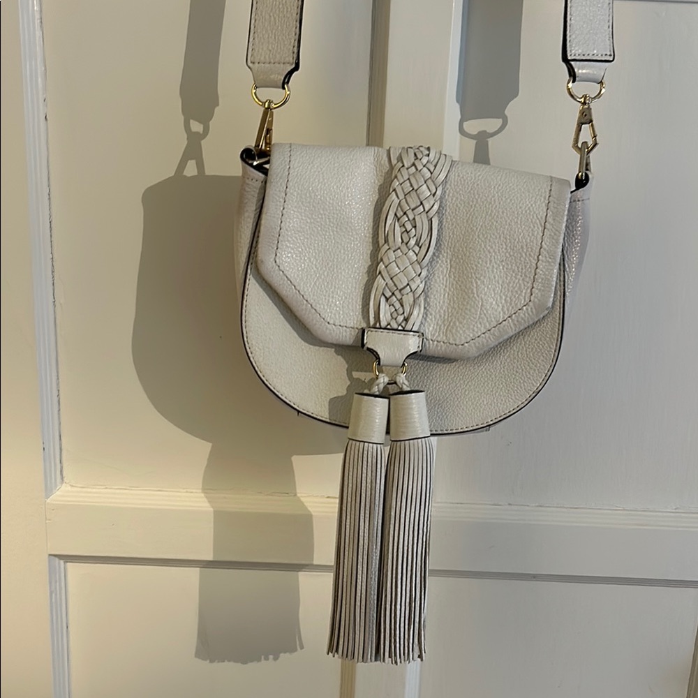Rebecca Minkoff white Crossbody Bag with Tassel and Embossed Detail